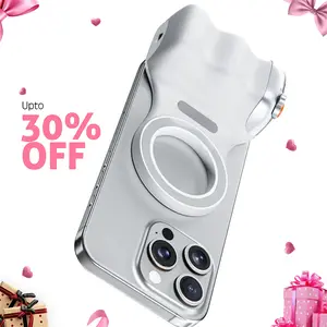 Magnetic Phone Camera Grip, Smartphone Shooting Holder Selfie Handle Snap with Wireless Shutter Button Remote for iPhone 17 16 15 14 13 12 Pro Max Android Cellphone Vlog Video Photography(White)