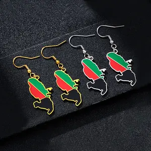 Retro ethnic style versatile stainless steel drip Martinique fish hook earrings
