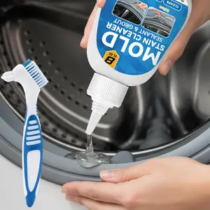 Mold Stain Cleaner, 8 Floz Machine Cleaner Gel with Brush, All-Purpose Cleaner Effective in Penetrating for Grout, Fridge,, Shower, Front Load Washer, Tile