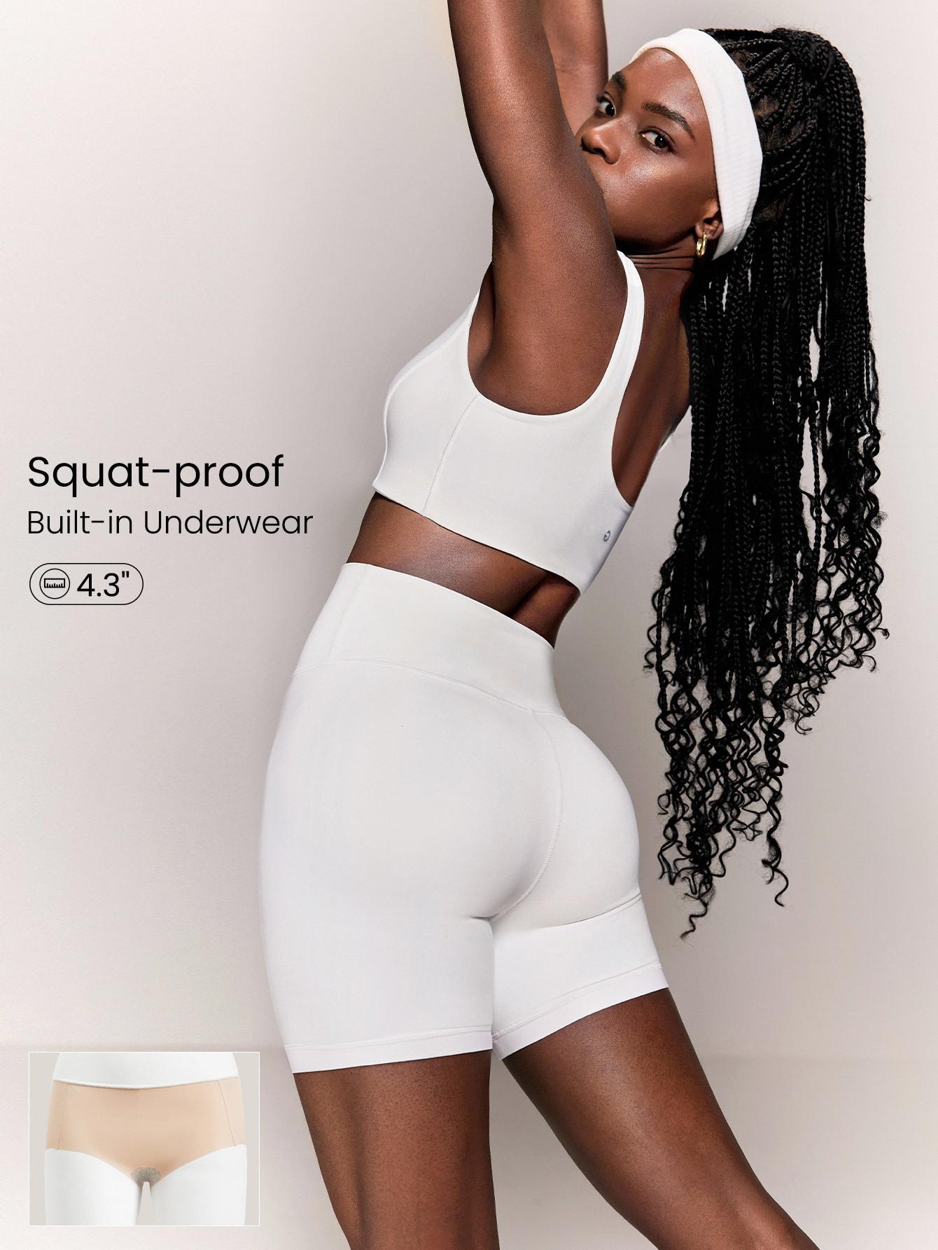 GLOWMODE 4.3" FeatherFit High-Rise Waist Shorts With Built-In Shorts Non-Slip Grips Low Impact Yoga Pilates Studio Daily Casual Wear TikTokShopBlackFriday