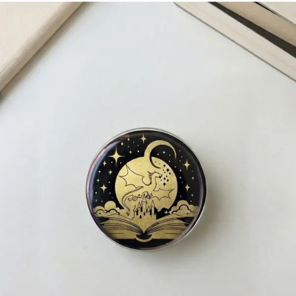 Gold Dragon & Castle MagSafe Phone Grip, Fantasy Bookish PopSocket, Aesthetic Gold Foil Reading Accessory, Fourth Wing Inspired Gift, Magical BookTok Merch