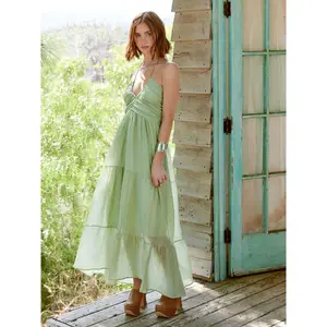 Cider [size 0-26] Cut Out Ruffle Hem Tiered Tulle Maxi Dress