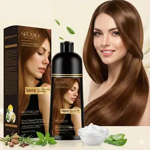 【Direct from the Factory】 Chestnut Brown 3-in-1 Hair Dye Shampoo with natural ginseng extract effectively covers gray hair. Its gentle formula strengthens hair strands and restores your hair’s natural shine!