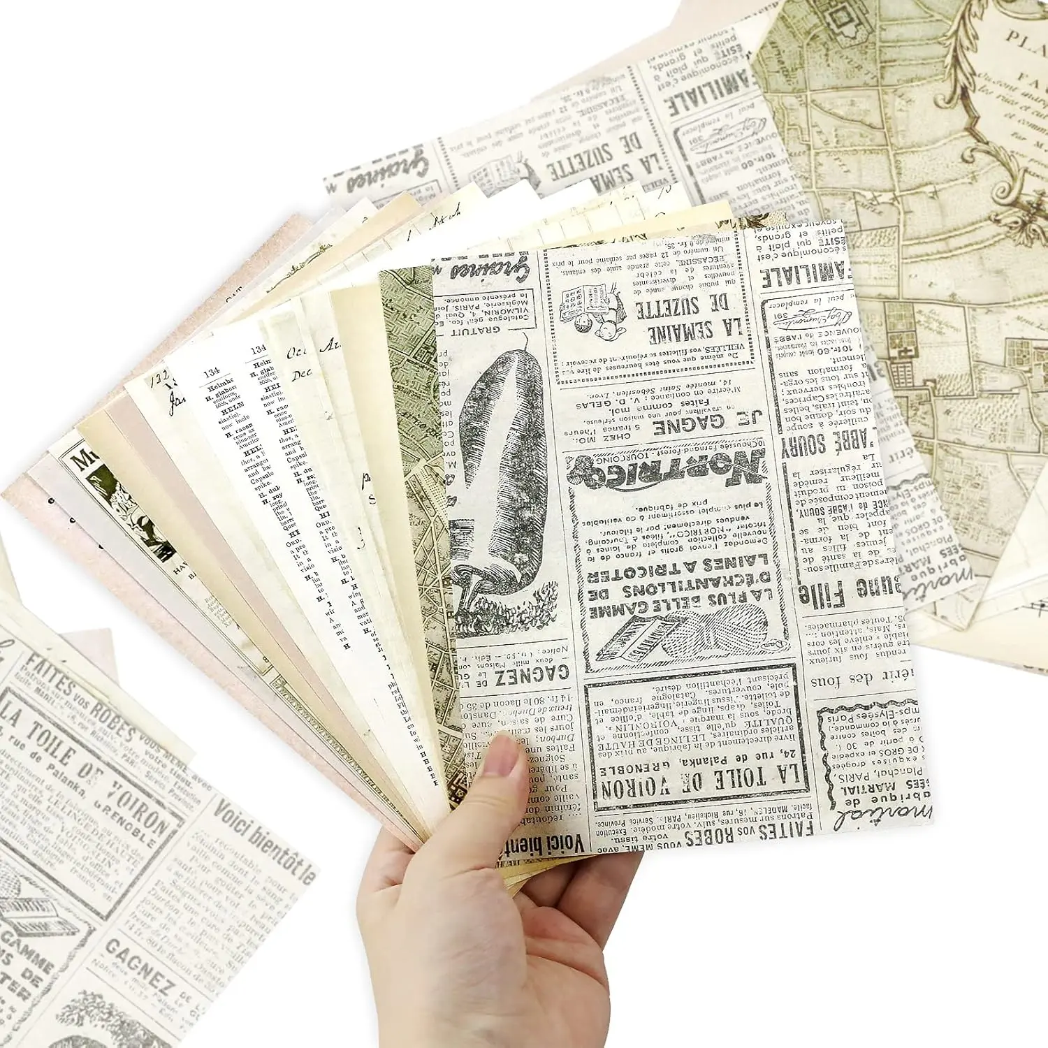 240-Piece Vintage Handmade Craft Paper Set – 5.51"x7.87" Mixed Media Paper Pack with Mathematics, Newspaper, Sheet Music & Kraft Designs – Ideal for Greeting Cards, Scrapbooking, DIY Projects & Creative Crafts