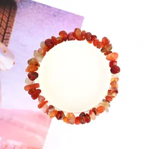 Red Agate Crystal Chip Bracelet - Women's Fashion Accessory
