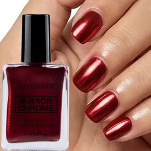 Lovcarrie Metallic Red Mirror Nail Polish—Quick-drying, suitable for both hands and feet. Delivers a mirror-like finish with just one coat. Formulated without additives, it offers a rich, glossy shine. Salon-quality nail polish formula.