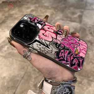 A Stylish Pink Graffiti Phone Case Compatible with Apple for iphone Models 16, 15, 14, 13, 12, 11, XS, XR, X, 8, 7 Plus, Pro Max, And SE Series. Perfect for Halloween Gifts, Easter Gifts, Birthdays, Or for Your Girlfriend, Boyfriend, Friends, Or Yourself.