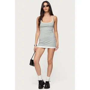 Contrast Layered Look Halter Mini Dress