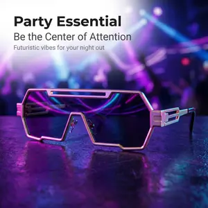 Futuristic Tech Metal Sunglasses Trendy Punk One Piece Eyewear Cool Unisex Street Shooting
