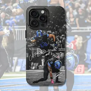 Jahmyr & Amon Touchdown Signature Phone Case, Detroit TD Celebration Football Fan Cover, Tough Shockproof Protective Cas Compatible with iPhone X, 11, 12, 13, 14, 15, 16, 17 Series & Galaxy Series