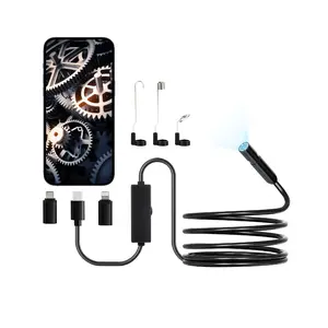 VEVOR Endoscope Camera with Light, 1920P HD Borescope for Android IOS, 8 LED Lights Inspection Camera with 10FT Semi-Rigid Cable, 2X Zoom, IP67 Waterproof Snake Scope Camera for Auto, Plumbing