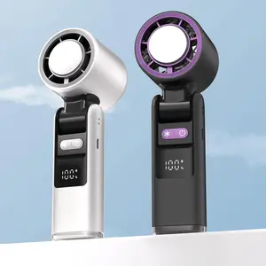 Portable Handheld Fan with Ice Cooling, Rechargeable Mini Hand Fans for Travel Essentials, Beach Vacation, Gifts for Women, Men - Summer essential Gift! (Black)