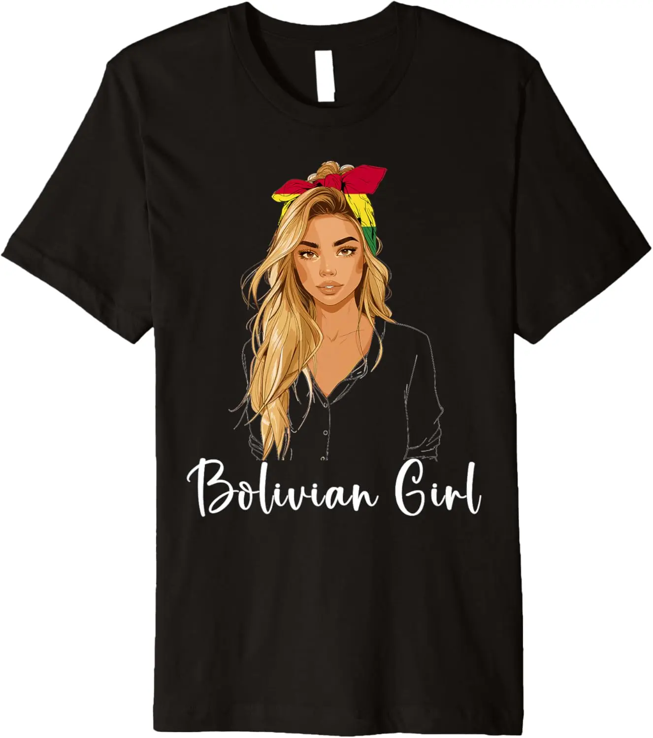 Women's 100% Cotton Premium Vintage Streetwear Tshirt - Bolivian Flag Souvenir Clothes for Everyday Wear (Blond-Focused Bolivia Graphic Design)