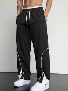 Men's Casual Sports Pants with Drawstring Waist, Colorblock Design, Perfect for Daily, Comfortable and Stylish, Colorblock Sweatpants