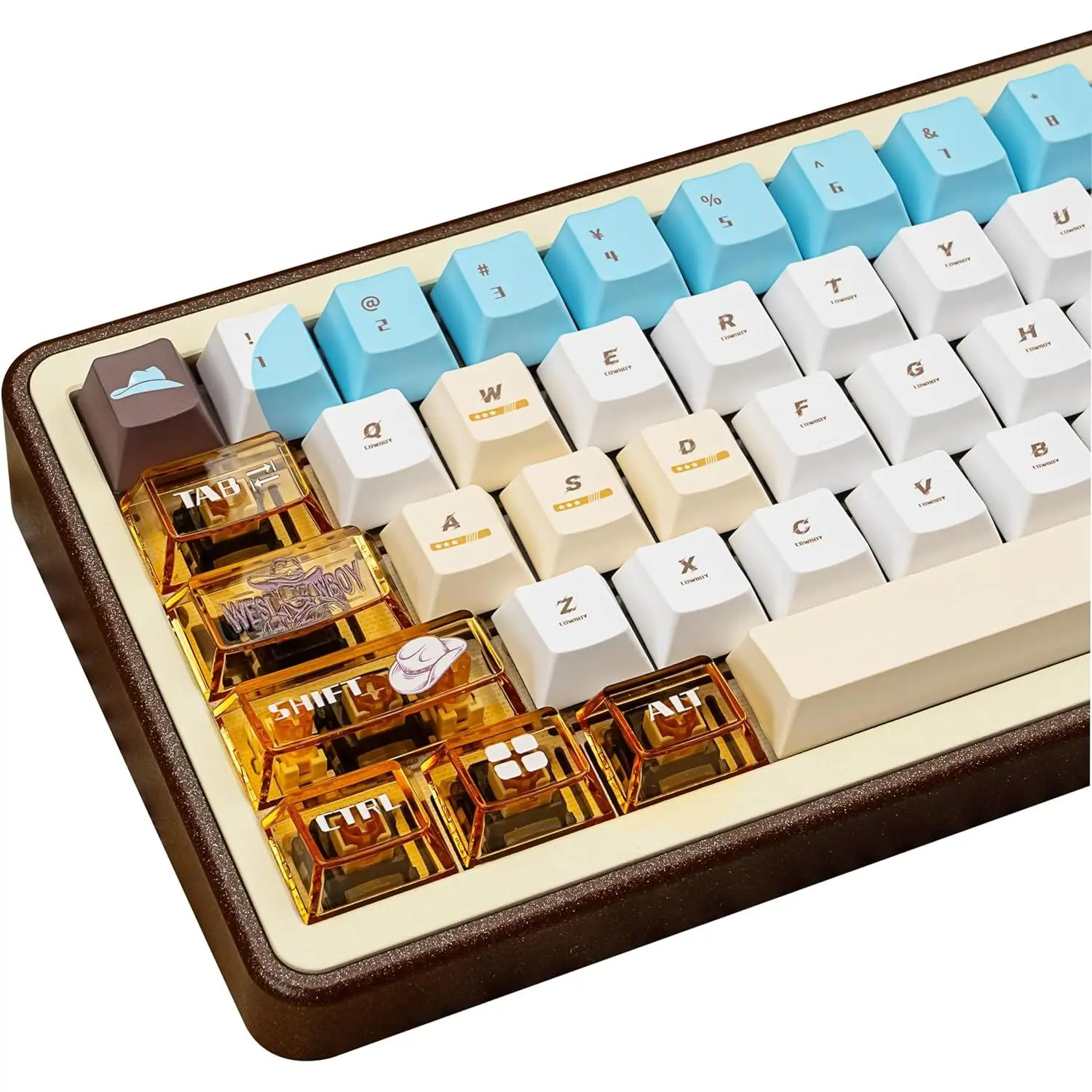 181-Key Western Cowboy Theme PBT+PC Keycap Set - 5-Sided Dye-Sublimation Printing, Full, Textured Matte Surface, Classic Cherry Profile, RGB Backlighting Compatible, Oil-Resistant, Fits Cherry MX/Gateron Mechanical Keyboards (Daily Custom Setup Accessory)