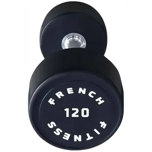 French Fitness Urethane Round Pro Style Dumbbell 120 lbs - Single (New)