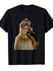 Funny Monkey Meme T-Shirt - Featuring The Classic Thinking Monkey And Thumbs-Up Donkey  Designs - Casual Top For Meme Enthusiasts