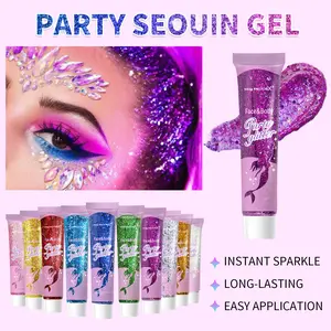 Party Sequin Gel -  Glitter Sequins Self Adhesive Face Jewels for Body Face Hair Festival Party Cosplay Makeup Cosmetic Easy Application Long Lasting Instant Sparkle