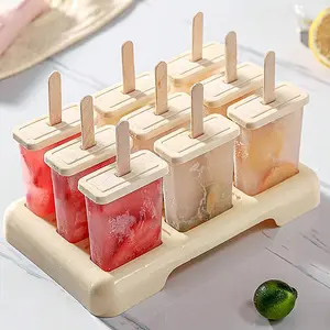 Random Color 9 Grid Ice Cream Mold, Reusable Ice Pop Mold, Ice Cream Maker, Ice Pop Mold for Home Kitchen, Kitchen Utensils & Gadgets