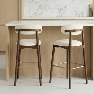 Mid-Century Modern Cushioned Fabric Bar Stool, Counter & Bar Height