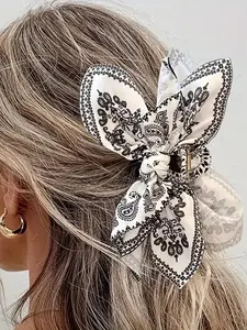 Women's Elegant Paisley Pattern Bowknot Design Hair Claw, Vintage Trendy Hair Claw, Fashionable All-match Hair Accessories for Women, Prom Hair Clip for Special Occasions