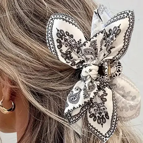 Women's Elegant Paisley Pattern Bowknot Design Hair Claw, Vintage Trendy Hair Claw, Fashionable All-match Decorative Hair Clips for Women, Prom Hair Clip for Special Occasions, Hair Ornament, Hair Decoration, Hair Bows, Hairclips