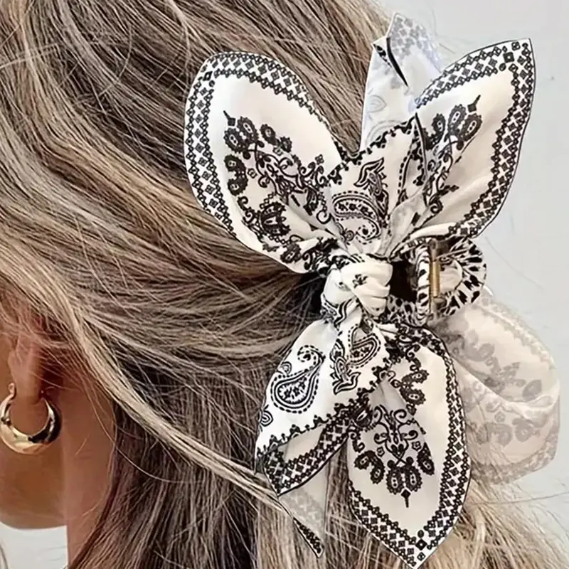 Women's Elegant Paisley Pattern Bowknot Design Hair Claw, Vintage Trendy Hair Claw, Fashionable All-match Decorative Hair Clips for Women, Prom Hair Clip for Special Occasions, Hair Ornament, Hair Decoration, Hair Bows, Hairclips
