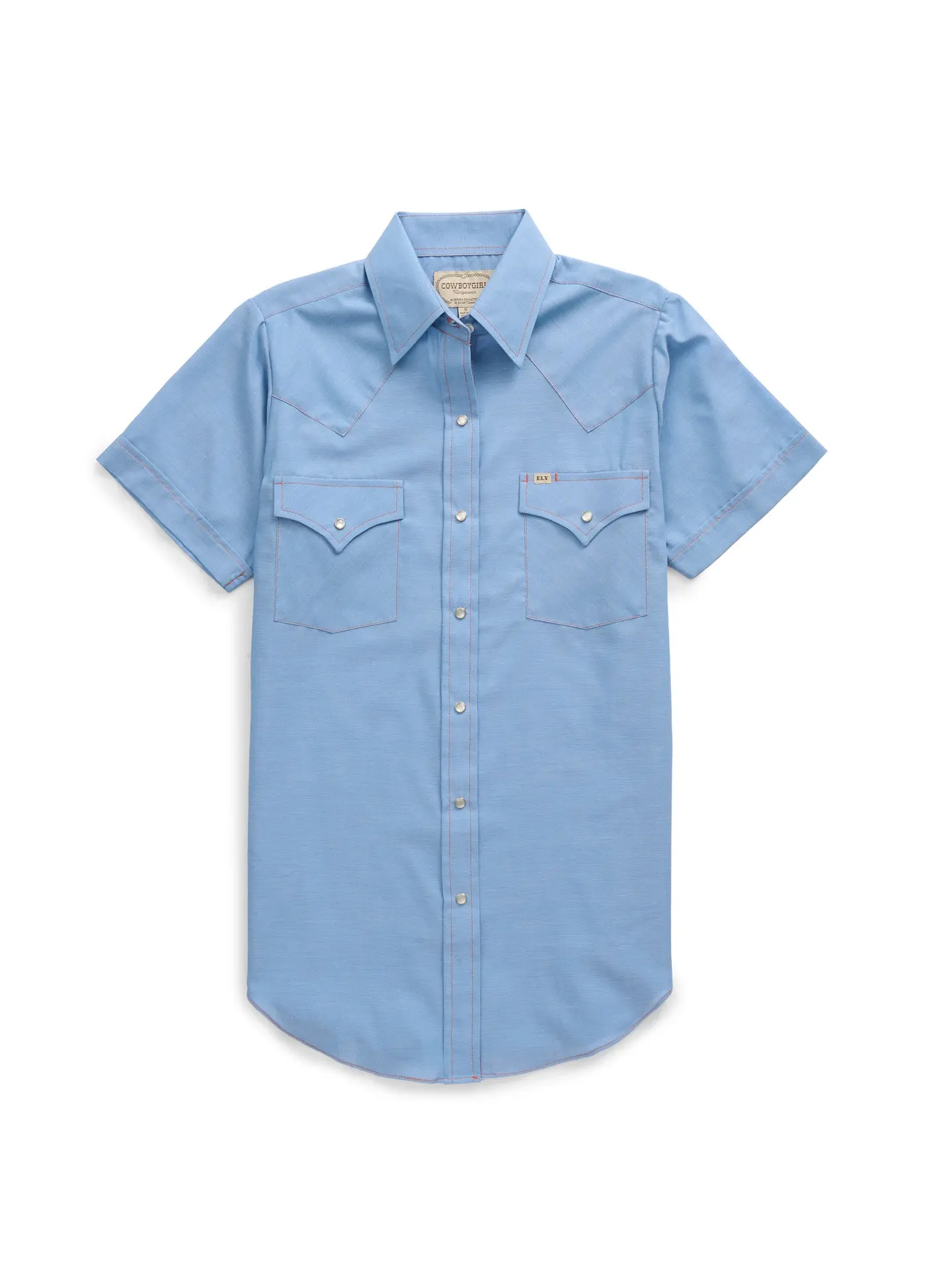 Women's Cowboygirl Blue Chambray Short Sleeve Granddaddy Snap Shirt