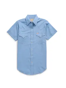 Women's Cowboygirl Blue Chambray Short Sleeve Granddaddy Snap Shirt