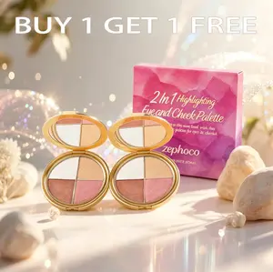 BOGO FREE! zephoco 4-in-1 Radiant Eye & Cheek Palette - Eyeshadow, Blush & Highlighter Shimmer Powder All-in-One Makeup Cosmetic Radiance diamond texture
