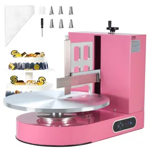 VEVOR Cake Decorating Machine, TikTokShopBlackFriday, Cake Cream Spreading Coating Smearing Machine, Low Noise Cake Frosting Machine, Turntable with Adjustable Scraper, for 4" to 16" Cake, 25-320RPM Rotating Speed, Pink