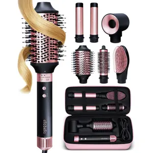 ELLA BELLA 6 in 1 Professional Hot Air Styler • Powerful Hair Dryer & Straightener Set • Styling Without Heat Damage • Fast Drying Curling Volumizing Straightening • Includes Protective Travel Case