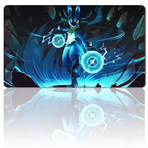 [3 Samples] Lucarioo Aura Sphere Mouse Pad, Fighting Steel-Type Battle Desk Mat, Anime Aura Art Playmat
