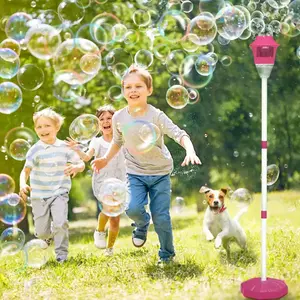 Automatic bubble machine for kids, spring and summer bubble toy, with lights, rechargeable for outdoor use, perfect Easter gift for children.