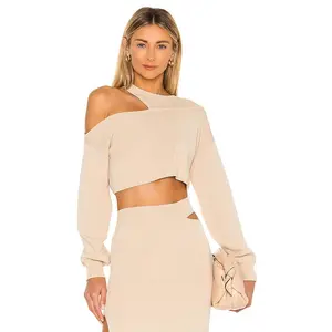 Michael Costello x REVOLVE Asym Cut Out Dolman Sweater in Nude