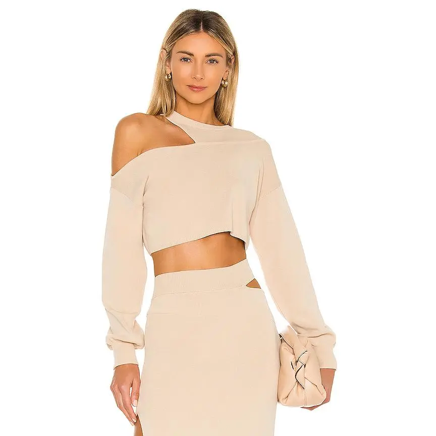 Michael Costello x REVOLVE Asym Cut Out Dolman Sweater in Nude