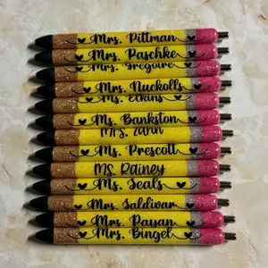 InkJoy Personalized Glitter Pencil Pen - Custom Name Design, Refillable, Glittered Finish, Ideal for Teacher Gifts