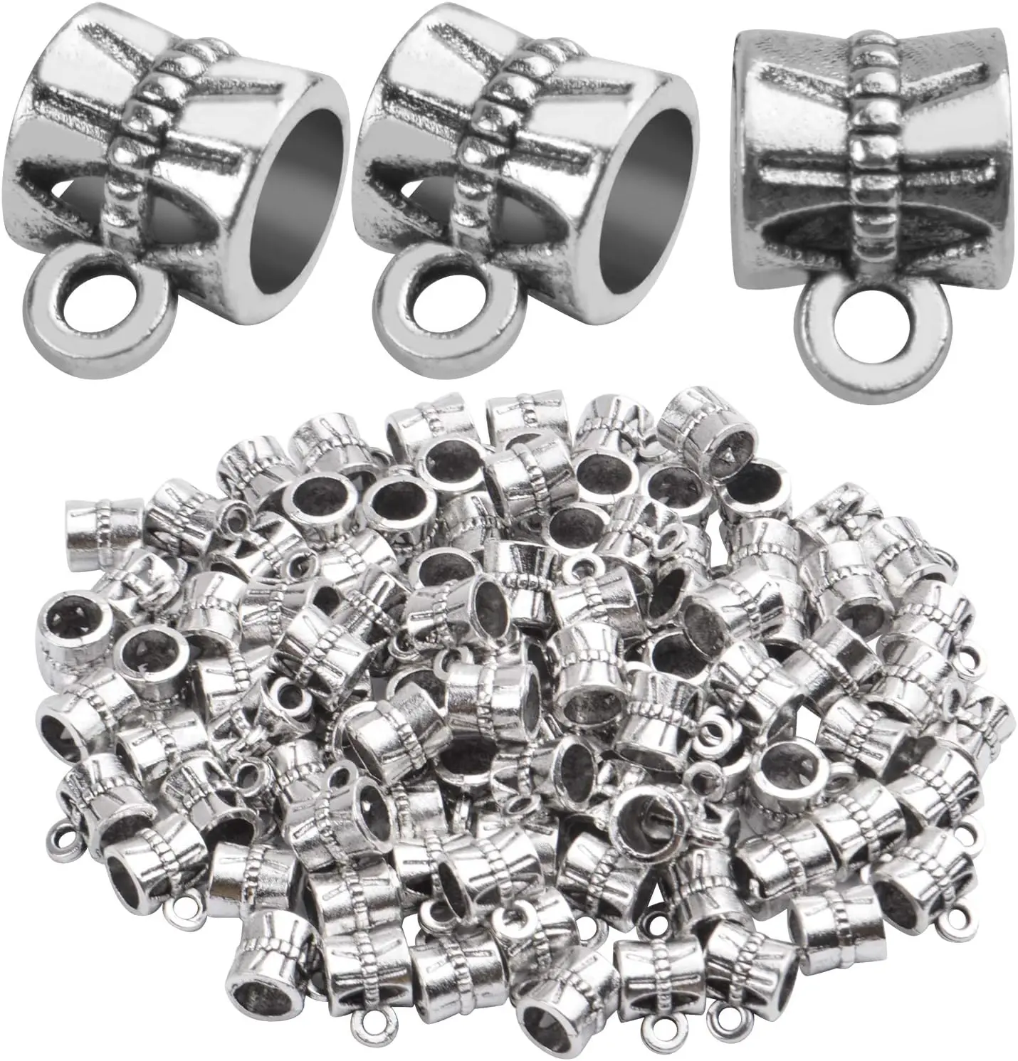 100 count  Bail Beads Bracelets Charms Dangle Connectors Tibetan Spacer Beads for  Making Crafts DIY