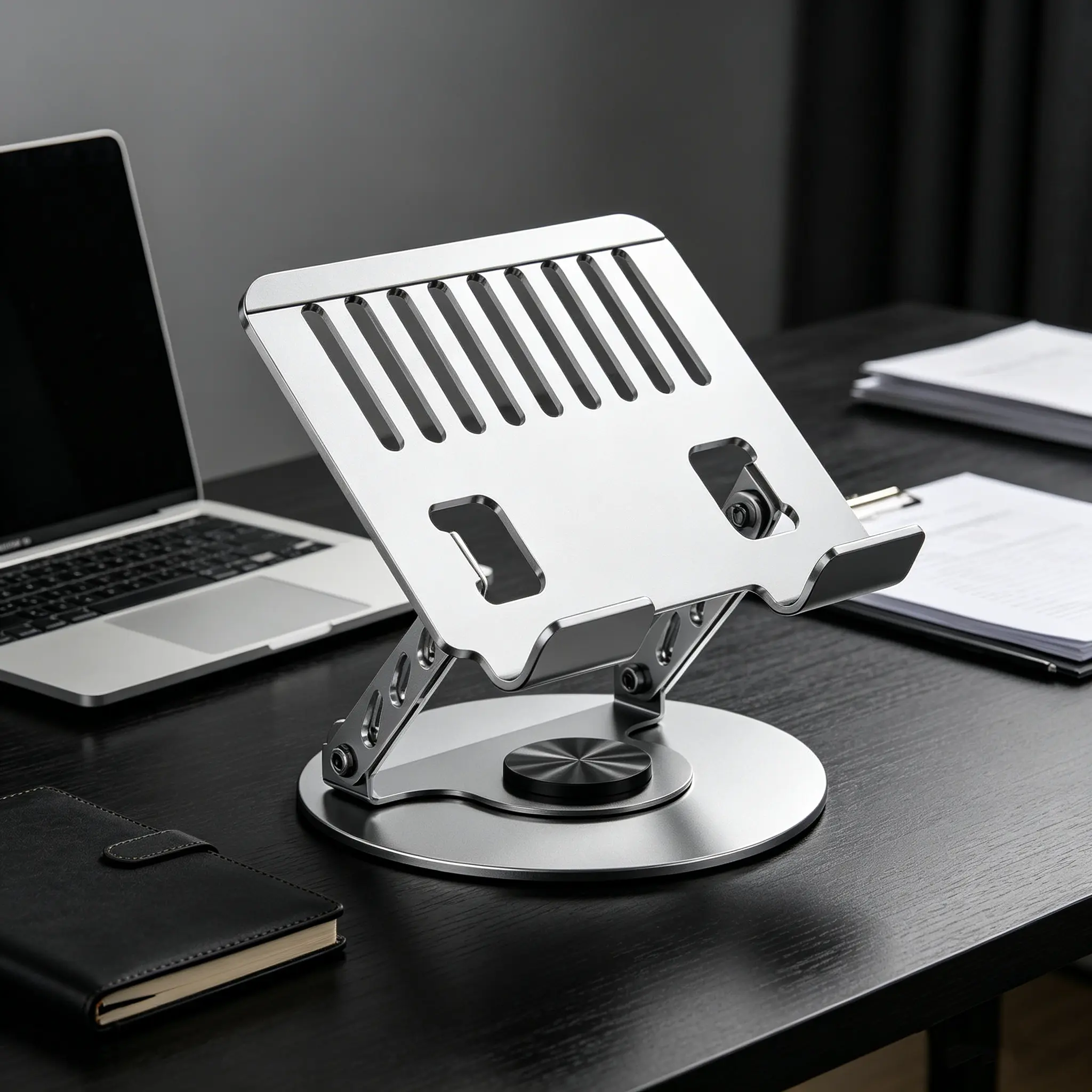 360° Rotating Aluminum Laptop Stand - Adjustable, Foldable 2-in-1 Multifunctional Hub, Portable Holder for Gaming Laptops & Mobile Devices, Compatible with MacBook, Mother’s Day Gift for Working Moms