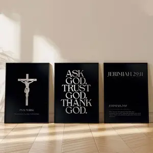 Set of 3 Jesus Wall Art Prints, Jesus Wall Decor Bundle, Jesus Minimalist Scripture Poster, Modern Religious Jesus Decor