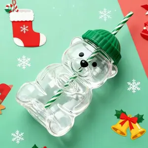 New Bear Straw Cup, Cute Glass Straw Cup, 20oz, Animal Theme Mug, Reusable Party Drinkware, Coffee Beer Wine Cocktail Glass, Fun Glassware