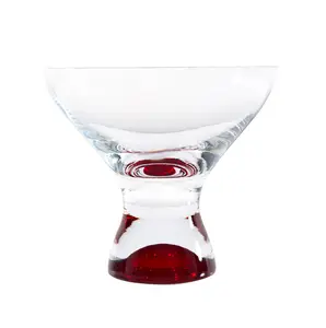 212 MAIN Red Vanilla 330 ml Martini & Dessert Glass Set, 6-Piece Red Drinkware Glass Set