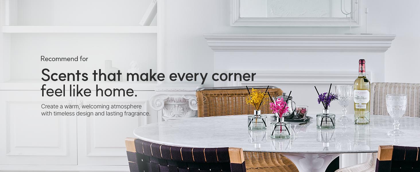 COCODOR Flower Reed Diffuser Set / 6.7oz / Scent Diffuser with Sticks Home Fragrance Reed Diffuser for Bathroom Shelf Decor