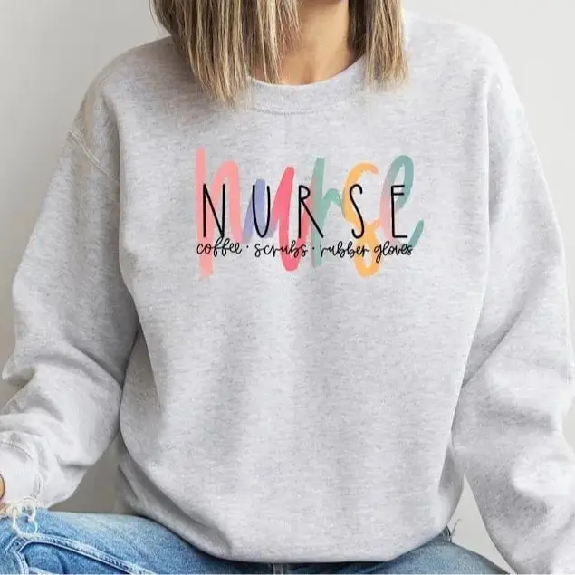 Coffee Scrubs Rubber Gloves Nurse Sweatshirt, Funny Nurse Life Hoodie, Registered Nurse RN Sweatshirt, Nursing School Student Apparel, Cute Nurse Definition Crewneck, Medical Assistant Graphic Tee, Future Nurse Graduation Gift for Women & Men