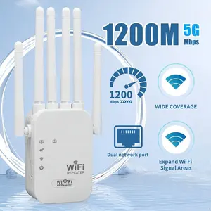 WiFi Extender 2026, 1200Mbps Dual Band Signal Booster (5GHz/2.4GHz) Covers Up to 10,000 sq. ft & Connects 50 Devices | Repeater with Ethernet Port for Home Use