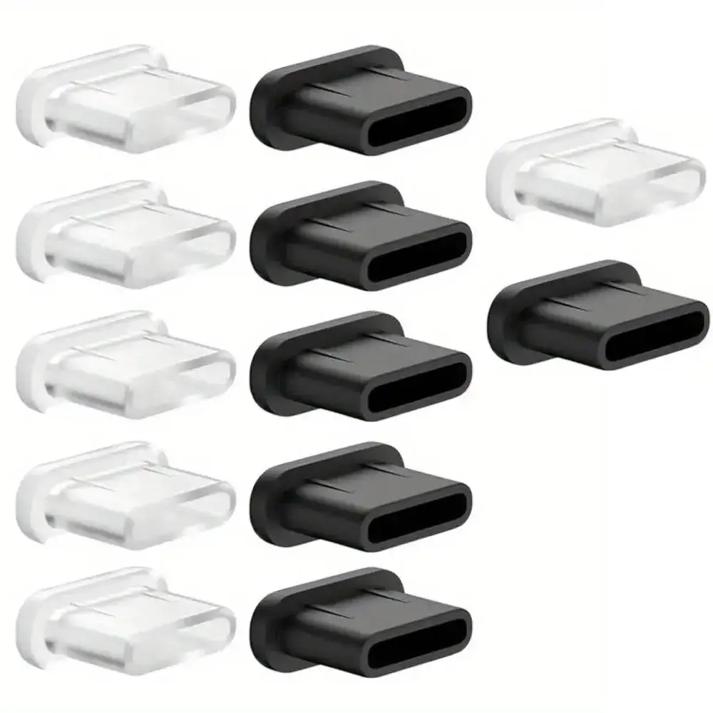 12pcs C-Type Charging Port Dust Plugs, USB-C Phone & Tablet Protector, Dual Color, Soft Flexible Durable Cover, Anti-Scratch Protection, Fits Cellphone Smartphones Cameras E-Readers, Soft Silicone Cover