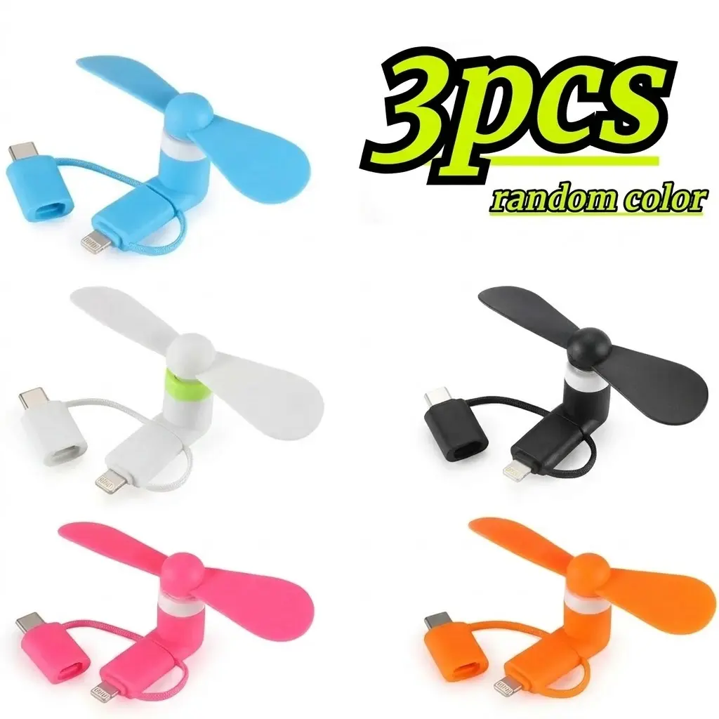 MREGB Mini Mobile Phone Fan 3-in-1, Powerful 15000 RPM Handheld Cooling Gadget with Safe Soft TPE Blades. Detachable Plug & Play Pocket Accessory for iPhone, Type-C, Android Micro USB. Summer Travel & Outdoor Commuting Essential summerwins