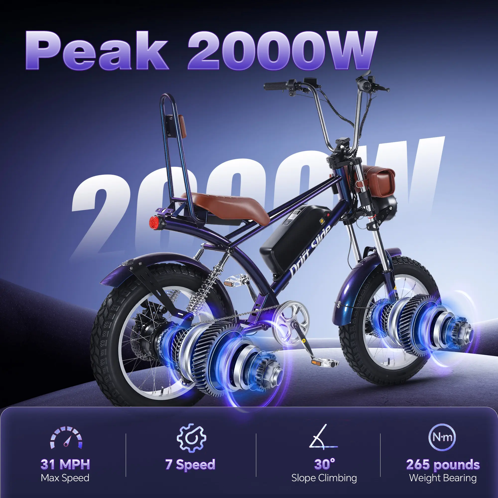 LD レーザーディスク パワードリフト&メガドライブ POWER&DRIFT M DRIFT.SLIDE 2000W peak power electric bicycle, 31MPH electric