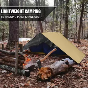 Multifunctional survival shelter with multiple attachment points and waterproof fabric, 19 lashing points, DIY camping setup, sun protection, lightweight for hiking and cycling, hammock tent outer layer, Independence Day gift