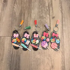 Aesthetic Candy Sprinkle Keychains - Colorful Designs with Bow Tassels & Sweet Treats Decorations